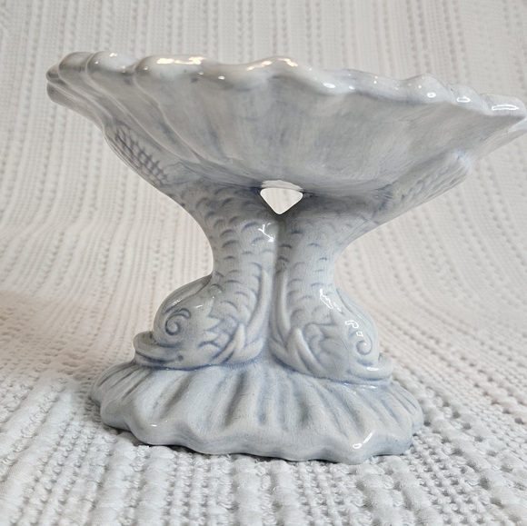 Soap Dish Koi Fish Blue White Vintage 1980's Signed - Picture 3 of 14